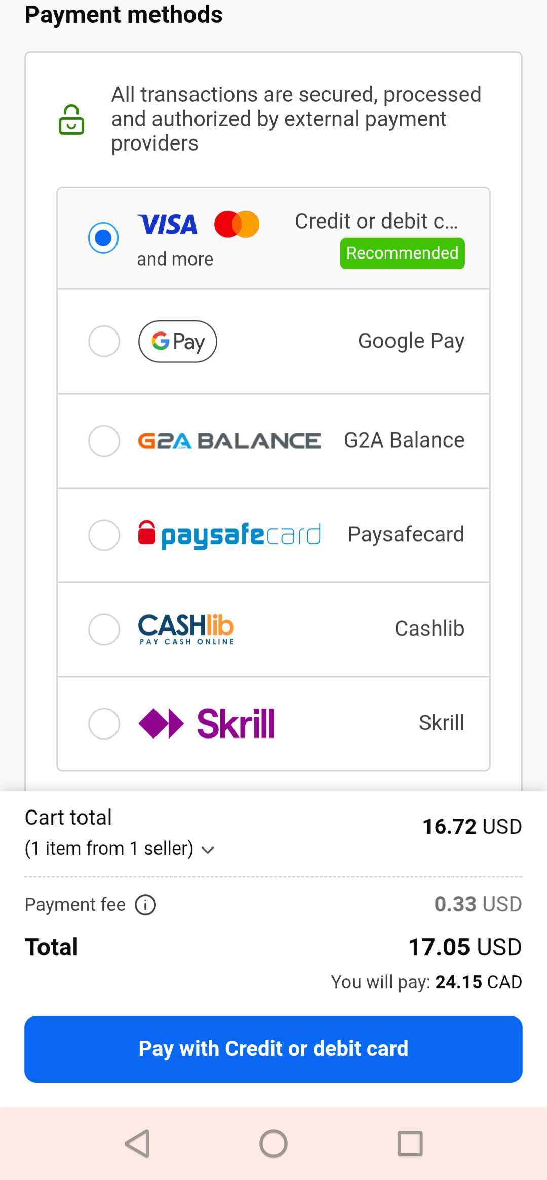 Step 6: Choose payment method