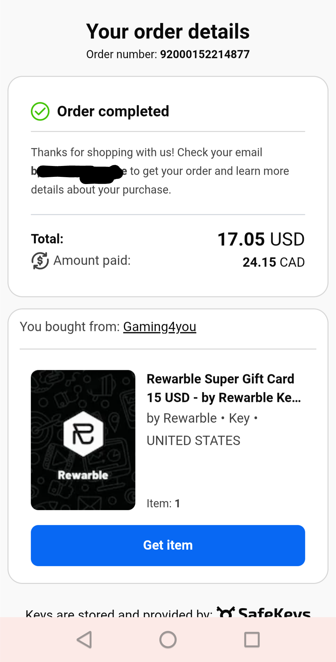 Step 7: Order completed